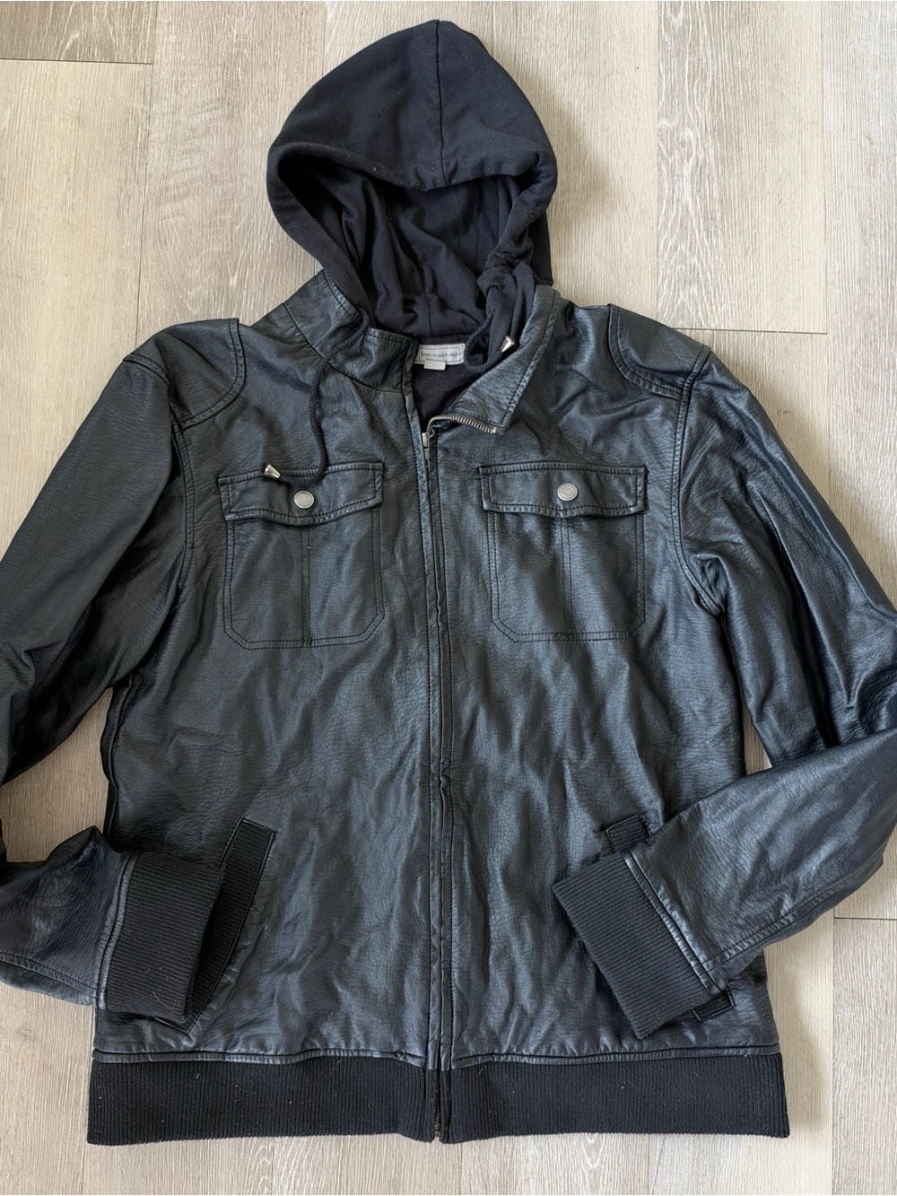 Casual Black Hooded Bomber Jacket
